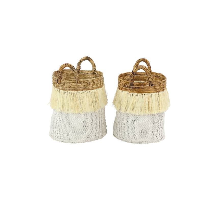 Dried Plant Handmade Storage Basket - Set of 2 White - CosmoLiving by Cosmopolitan
