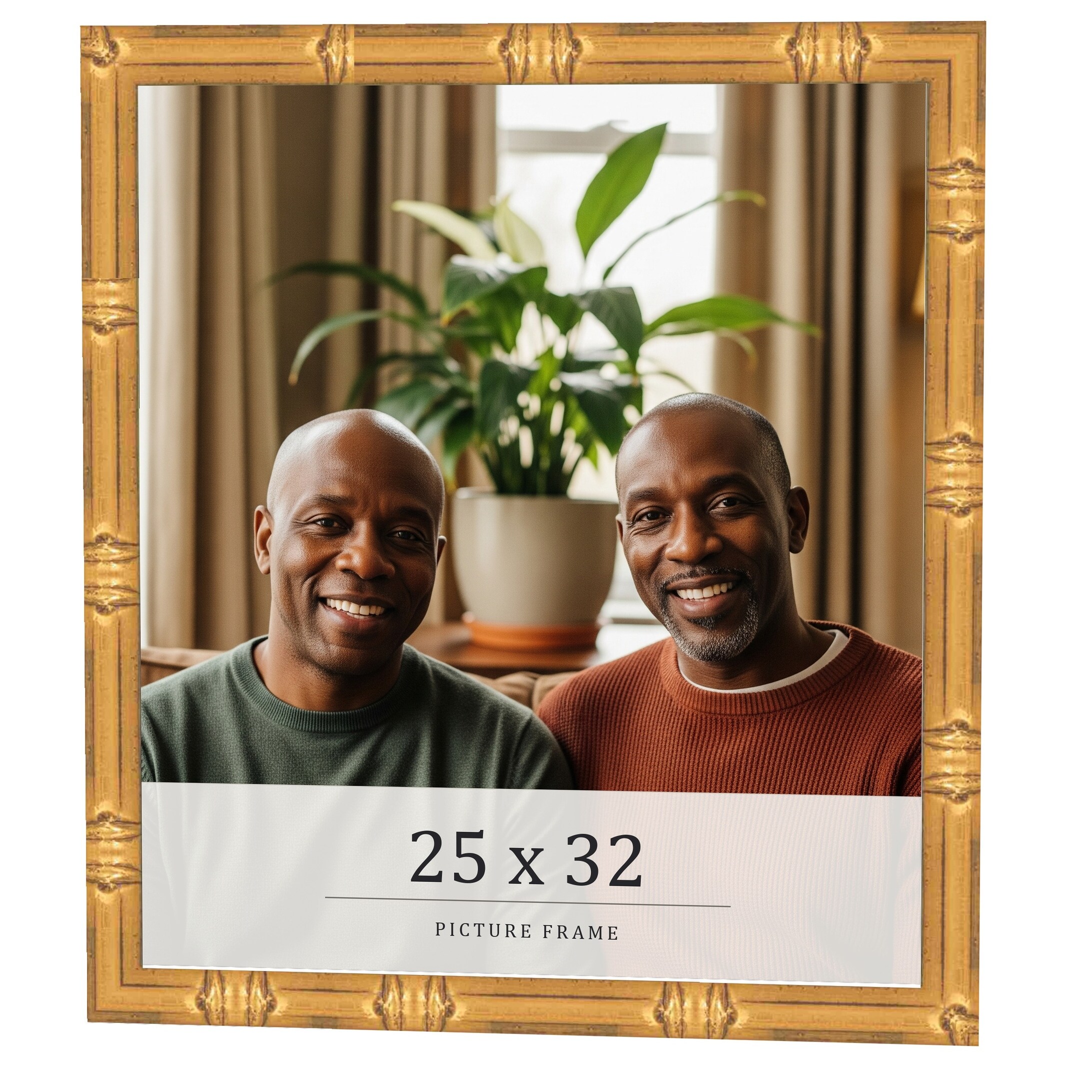 25x32 Frame Gold Bamboo Solid Wood Picture Frame | 1 Inch Moulding