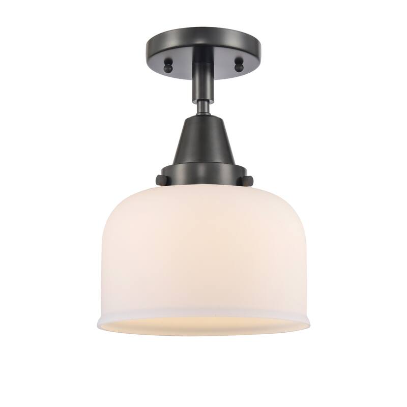 Innovations Lighting Caden Bell - 1 Light 8" Flush Mount - Matte White/Matte Black