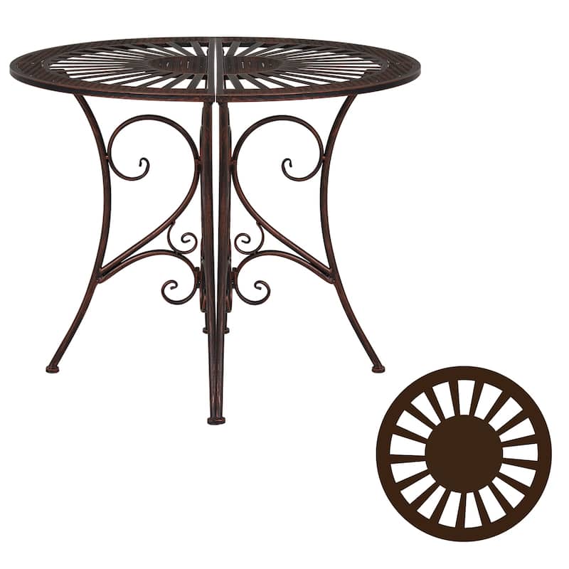 Kinbor Outdoor Bistro Table, Half Round Patio Side Table, Retro Small