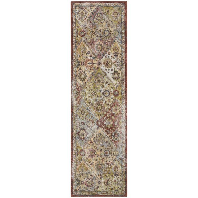 Hoce Power Loomed Distressed Abstract Floral Traditional Stain Resistant Area Rug By HomeRoots - 90' X '26' X '0.5