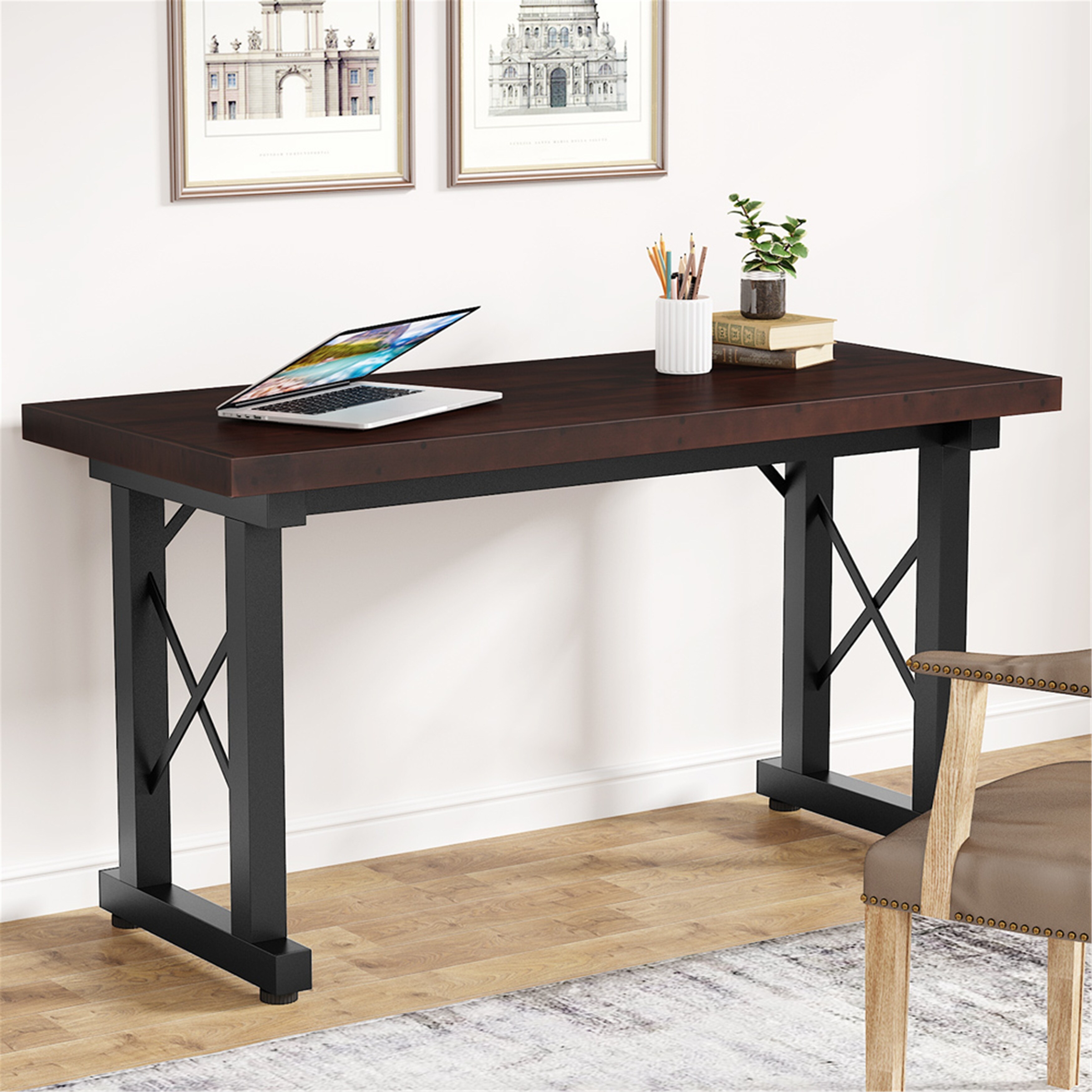 55 Solid Wood Computer Desk Modern Study Desk Dark Walnut Overstock 31864550