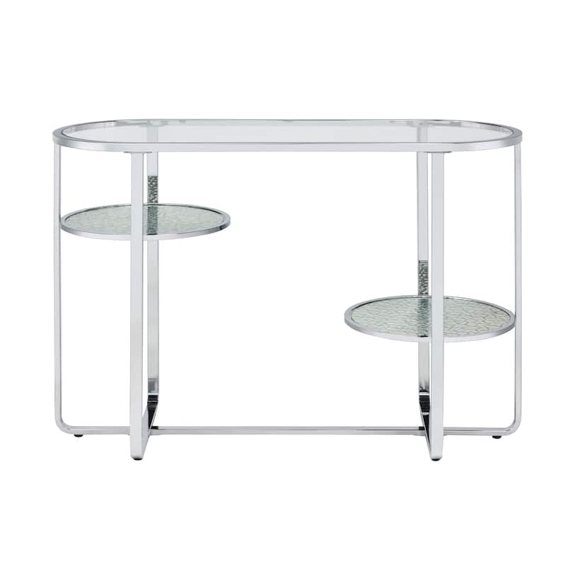 Kaldwell Glam Chrome 42-inch Glass Top 2-Shelf Sofa Table by Furniture of America