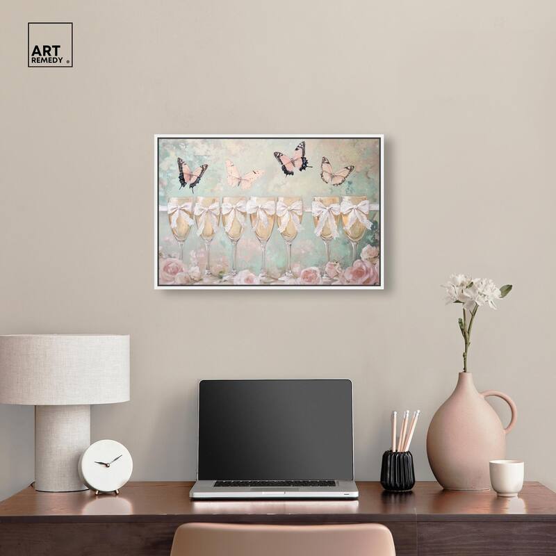 Champagne Mint and Pink Glass Canvas by Art Remedy