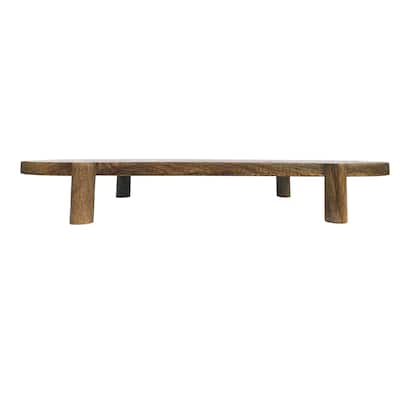 Mango Wood Footed Pedestal - 19.5"L x 9.0"W x 2.5"H - 19.5"L x 9.0"W x 2.5"H