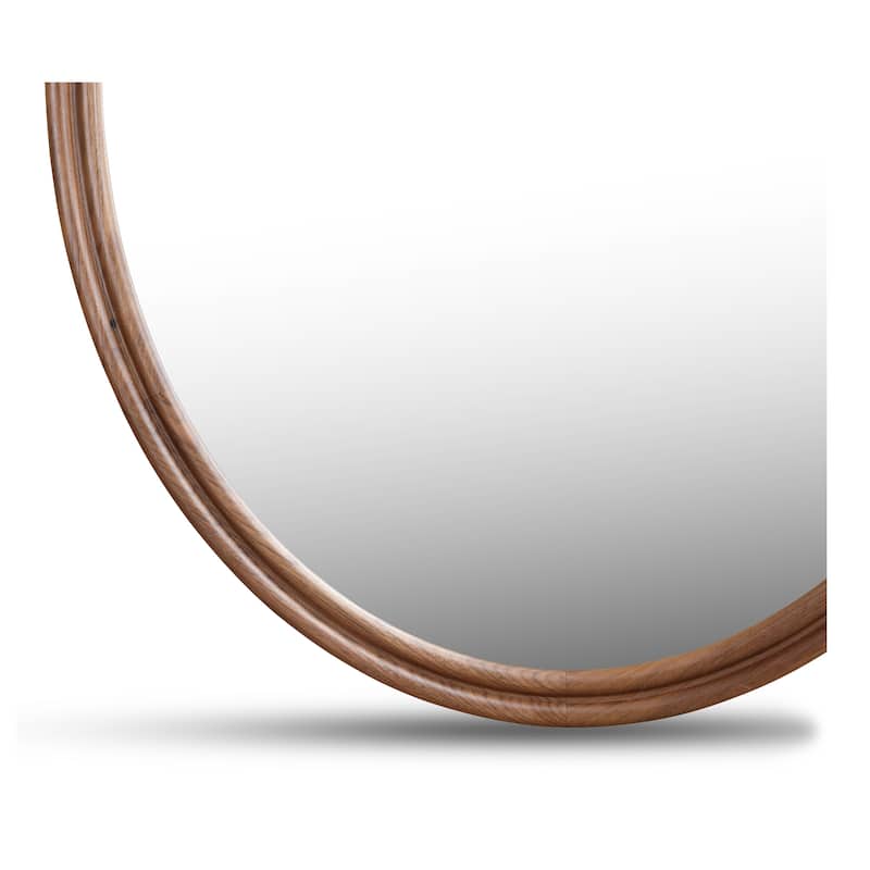 NADAAL STUDIOS Olyen Mirror, Oval Solid Walnut Frame with Double Edge Detail, Natural Walnut