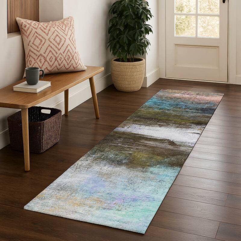 Premium Washable Super Soft Modern Abstract Mayfield Rug - Brown - 2'3" x 7'6"