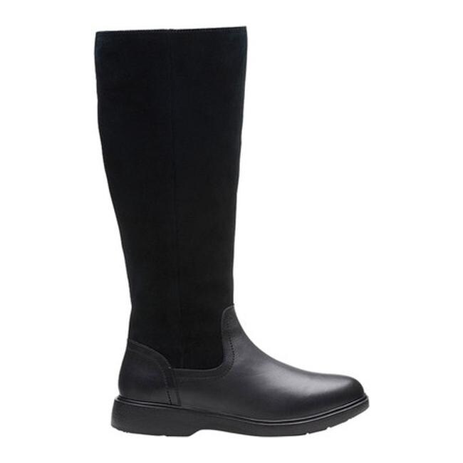 clarks black leather knee high boots