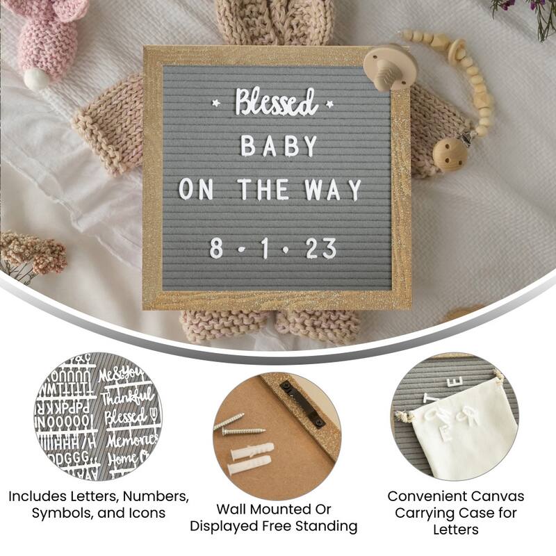 Wood Frame Letter Board with 389 PP Letters and Canvas Carry Bag
