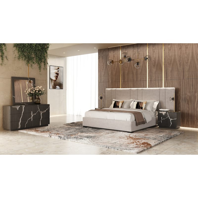 Penrose Modern Beige Fabric Bed