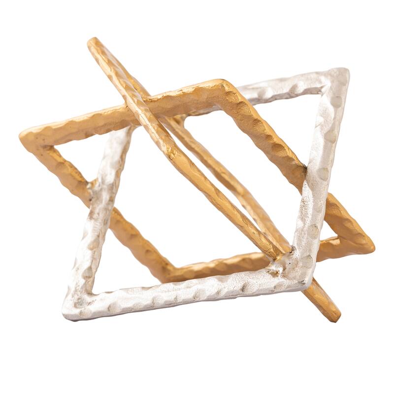 Elk Home Abstract Interlocking Sculpture - Brass and Nickel