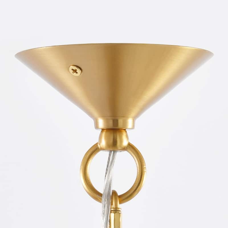 17" Modern Gold Flower 3-light Leaf-shaped Textured Glass Chandelier Hanging Light