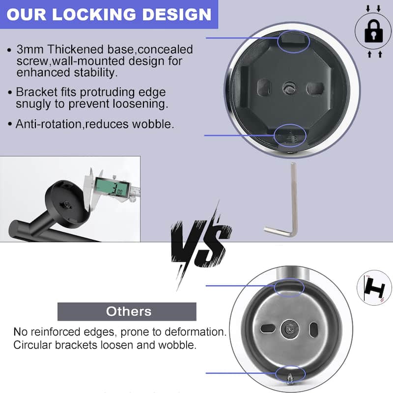 AITINKAN 5-Piece Bathroom Hardware Set Towel Ring Set in Matte Black