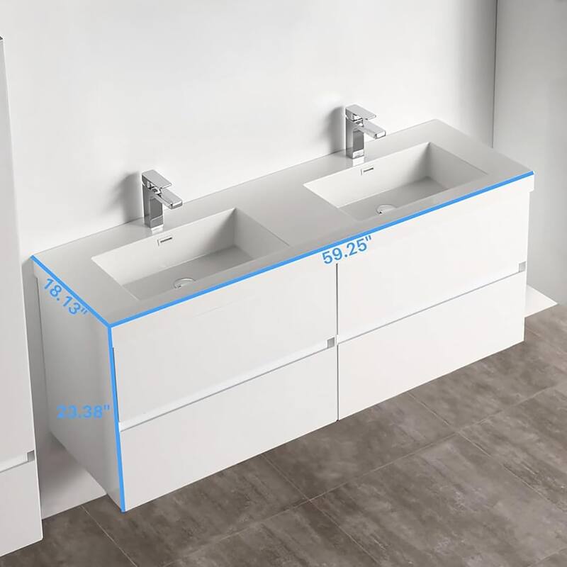 Blossom Assisi 72 Inch Wall Mounted Bathroom Vanity with Sink