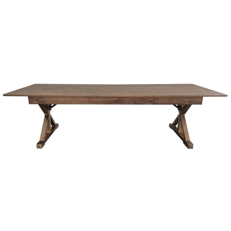 9' x 40" Rectangular Antique Rustic Solid Pine Folding Dining Table