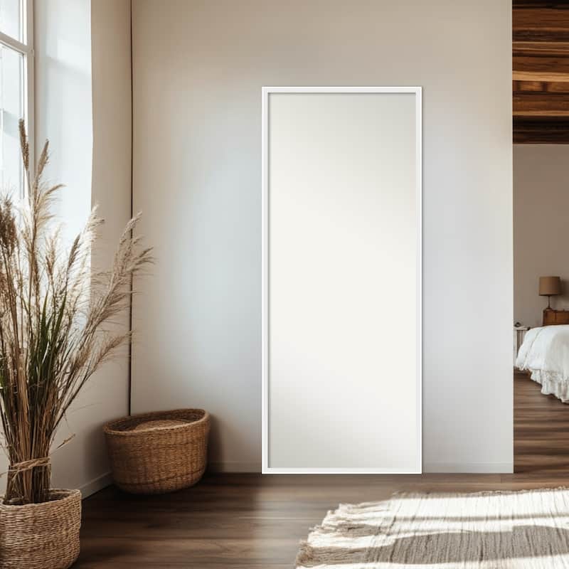 Incline Non-Beveled Wood Framed Full-Length Floor Leaner Mirror