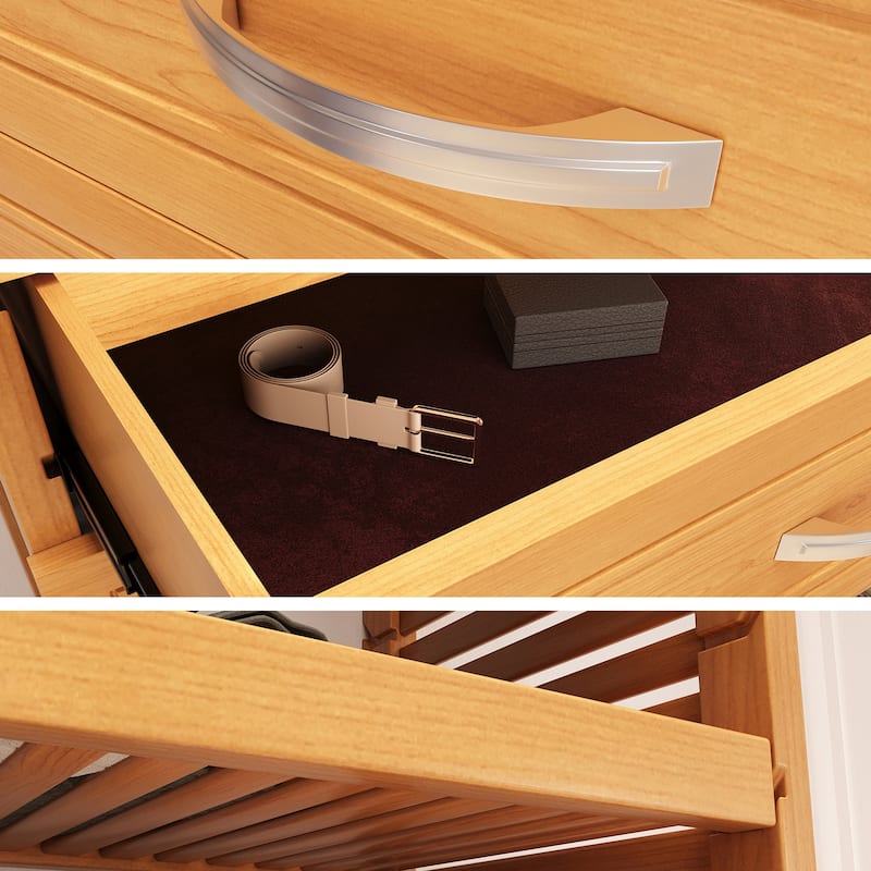 John Louis Home Solid Wood Reach-In Simplicity Closet System with3-Drawers Honey Maple