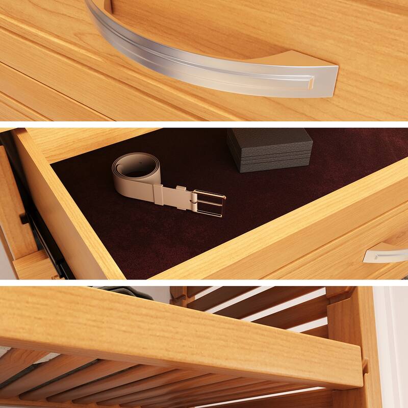 John Louis Home Solid Wood Walk-In Closet System with 4-Drawers Honey Maple