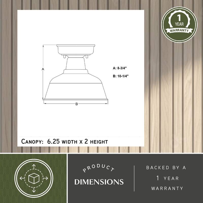 Cody Oil Rubbed Bronze and Light Gold Farmhouse Outdoor Flush Mount Ceiling Light - 10.25-in W x 8.75-in H x 10.25-in D