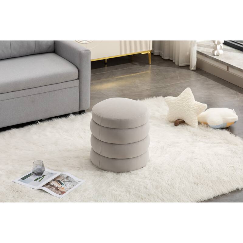 Velvet Round Footrest Ottoman