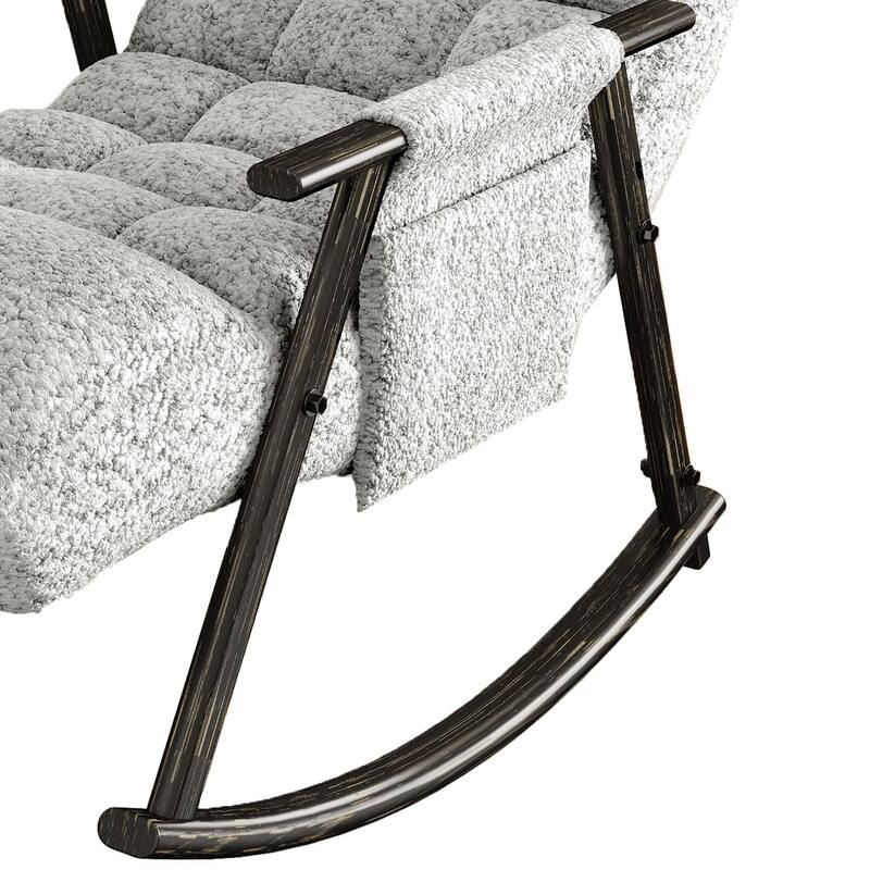 Modern Classic Fabric Upholstered Rocking Chair with Storage Pocket