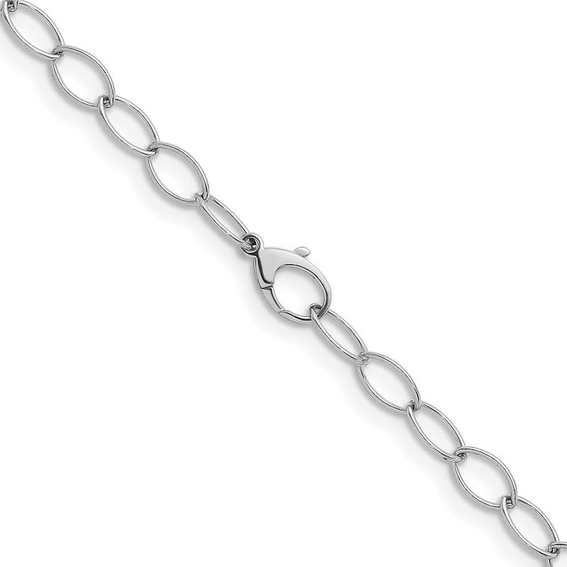 Curata 925 Sterling Silver Rhodium 7.5mm Oval Link Chain for Men or Women