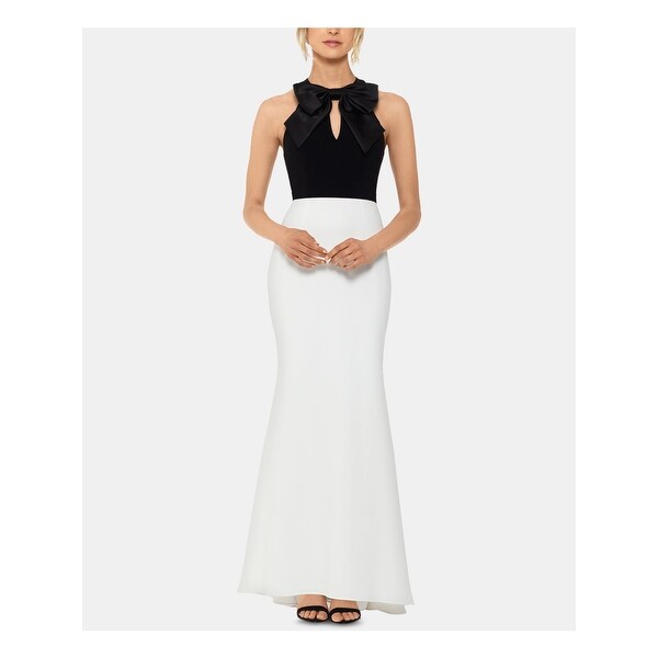 XSCAPE Womens White Keyhole Wide Leg Jumpsuit Size 14