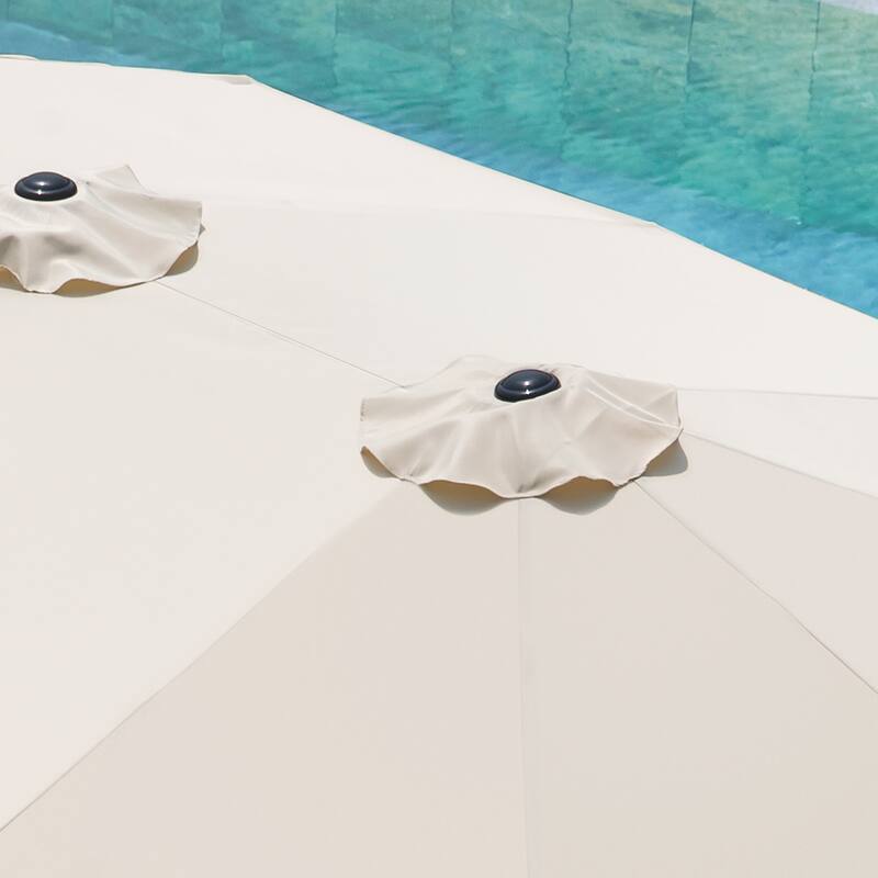 15FT Double-Sided Patio Umbrella with Umbrella Base and 2 Sandbags