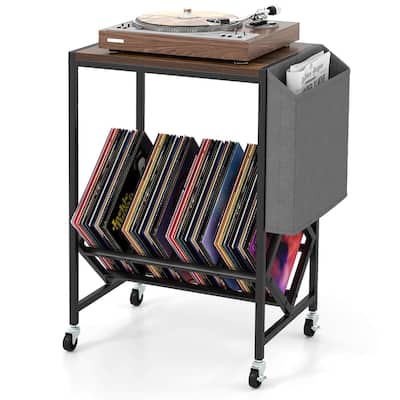 Costway Record Player Stand with Vinyl Record Storage & Side Storage - See Details