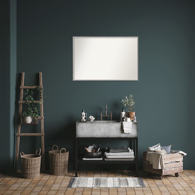 Theo Narrow Non-Beveled Wood Framed Bathroom Vanity Wall Mirror