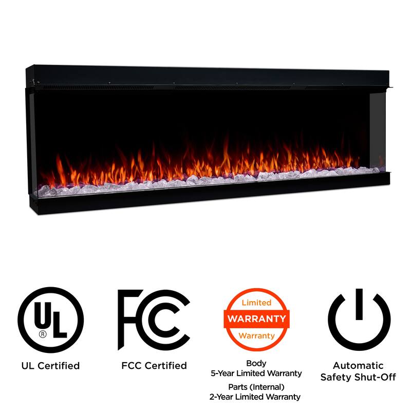 Real Flame 64" 3-Sided SMART Electric Fireplace Insert