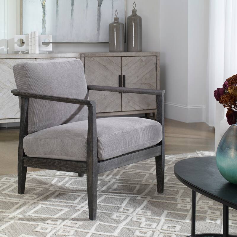 Uttermost Brunei 31" Wide Modern Accent Chair with Solid Oak Frame and