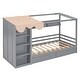 preview thumbnail 41 of 97, House Platform Bed with Open Pent Roof, Built-in Wardrobe, 4 Side Compartments, 3 Top Shelves, 2 Drawers, Curtain Fabric