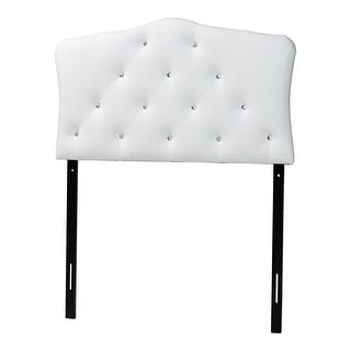 Baxton Studio Rhoda Modern and Contemporary Twin Size Faux Leather Upholstered Button-tufted Scalloped Headboard