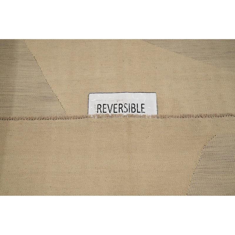 Hand Woven Oriental 100% Wool Carpet Southwestern Modern Beige & Ivories Kilim Area Rug - 8' 1'' X 5' 0''