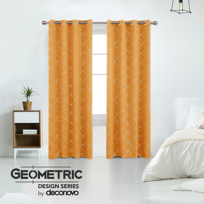 Deconovo 52 Inch Geometric Print Curtain Panel Pair(2 Panel) - 52x95 Inch - Orange Flame