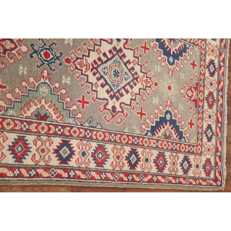 Hand Knotted Oriental 100% Wool Carpet Traditional Geometric Brown Kazak Runner Rug - 15' 11'' X 2' 8''