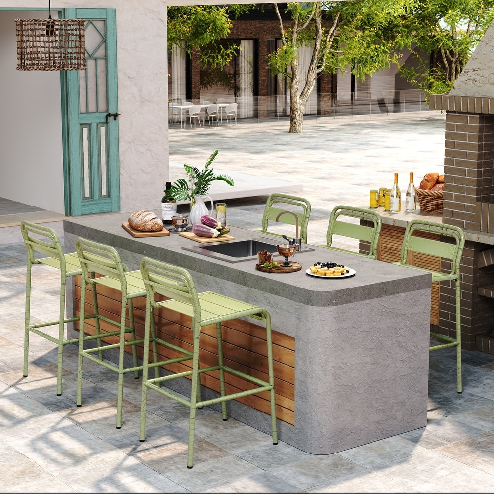 Christopher Knight Home Carmella Outdoor Metal Barstool (Set of 6)