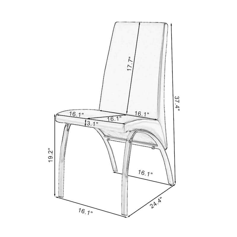 Leatherette Dining Chair with Silver Metal Legs Set of 2