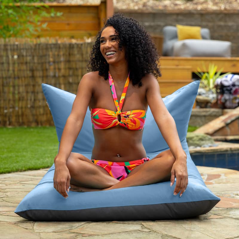 Deshi Sunbrella Patio Bean Bag Lounge Chair by Havenside Home - Ocean