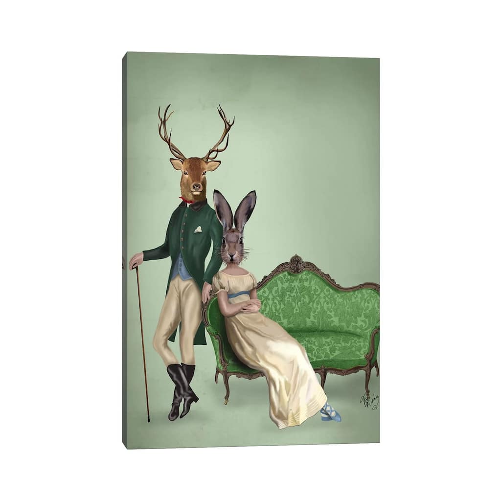 iCanvas "Mr. Deer & Mrs. Rabbit" by Fab Funky Canvas Print