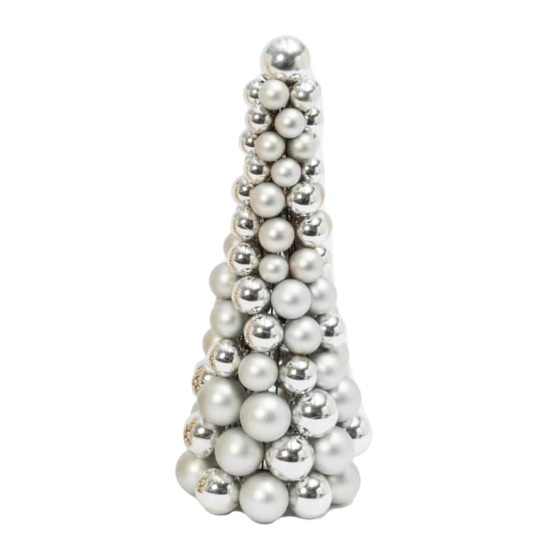 18 in Tall Silver Christmas Holiday Ornament Cone Tree - N/A