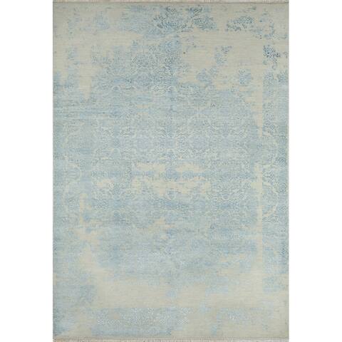 Momeni Heirlooms Modern Hand Knotted Wool Blue Area Rug - 6' X 8'7"