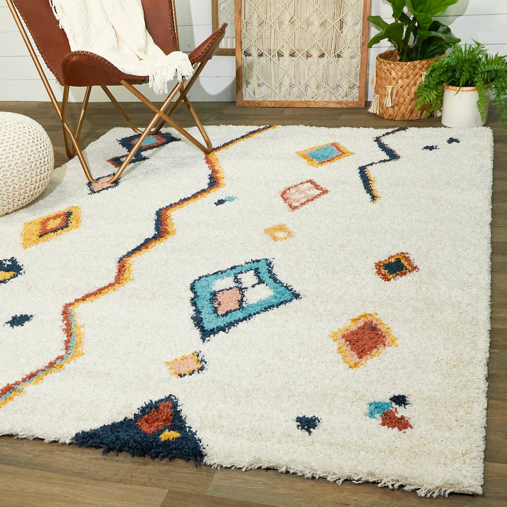 Backstedt Bohemian Stripe Shag Area Rug
