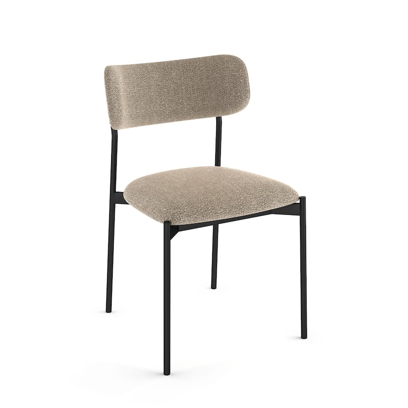 Amisco Yasmina Upholstered Dining Chair with Metal Leg - Single - Greige Boucle Polyester / Black Metal