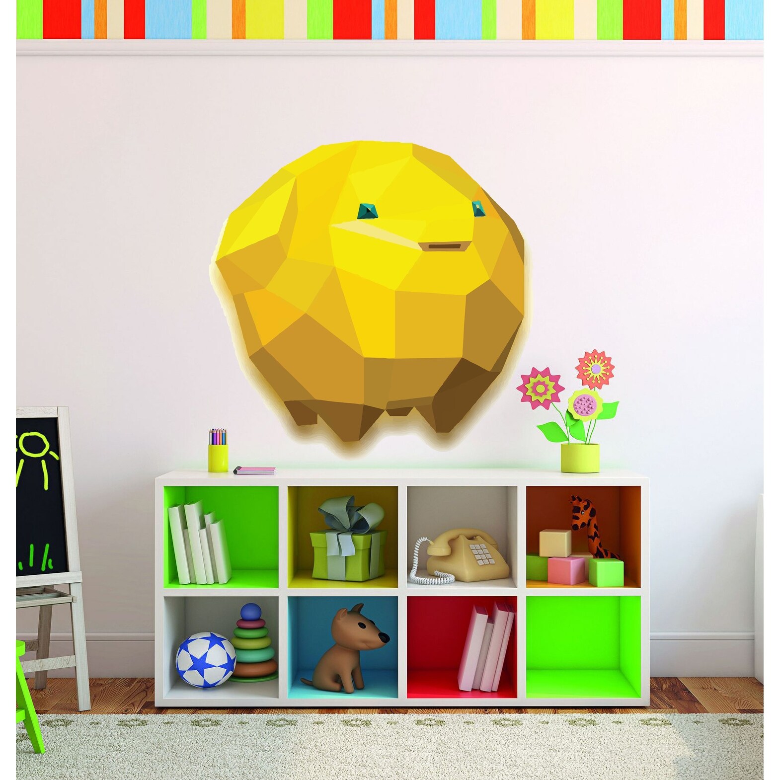 Piggy Bank Polygonal Wall Decal, Piglet Decal, Nursery decor-image