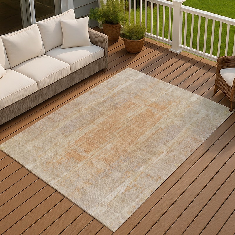 Machine Washable Indoor/ Outdoor Vintage Ombre Chantille Rug - Khaki - 2'6" x 3'10"