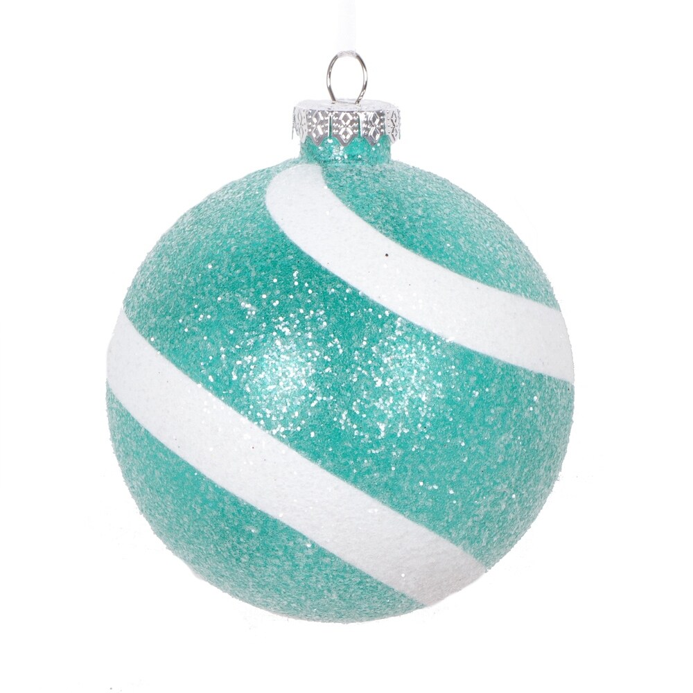 6 inch Matte-Glitter Swirl Christmas Ball Ornament: Silver