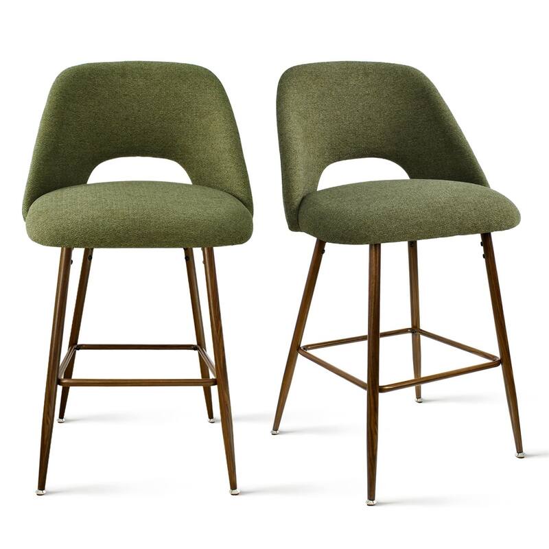Upholstered Modern Bar Stool Walnut Leg (Set of 2)