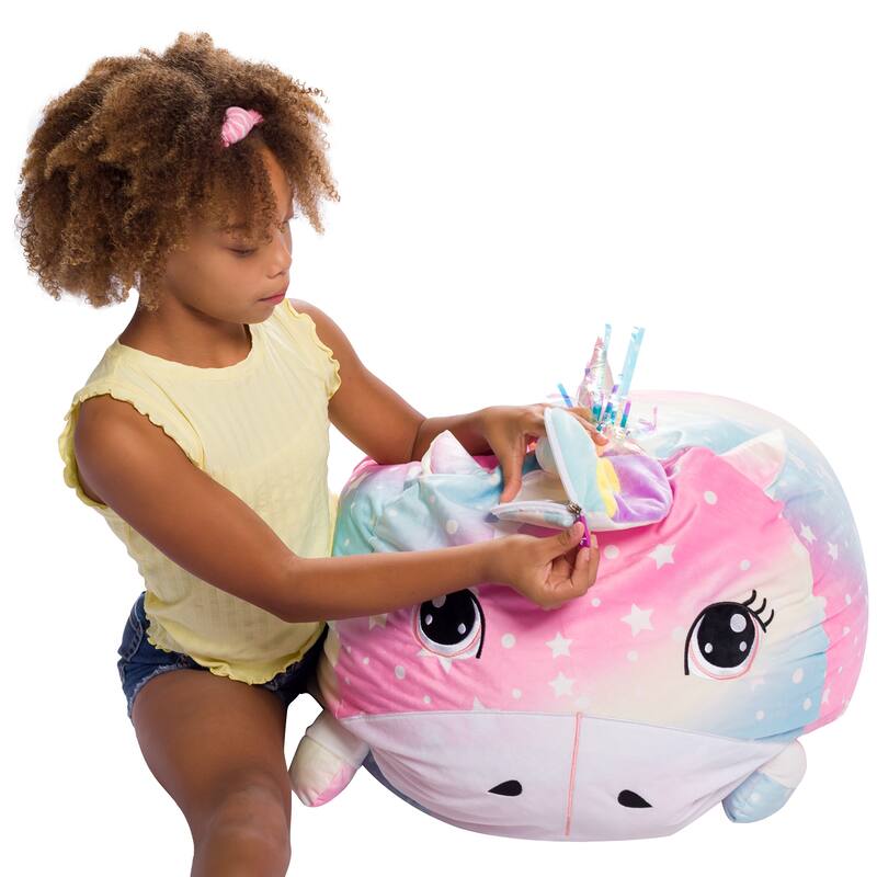 Stuffed Animal Storage Bean Bag Chair Cover only for Kids, Toy Holder